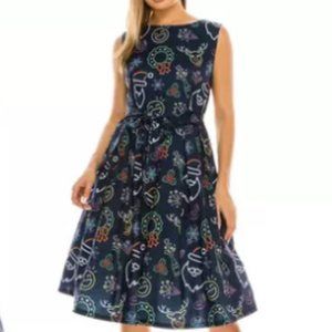 HAUTE Retro Blue Neon Ugly Christmas Dress Med